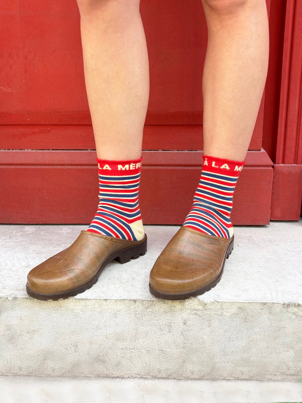 Socken Face à la mère gestreift