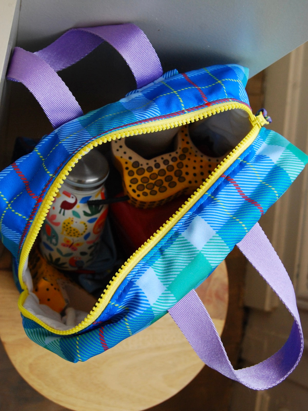 Kinderrucksack Blaukariert
