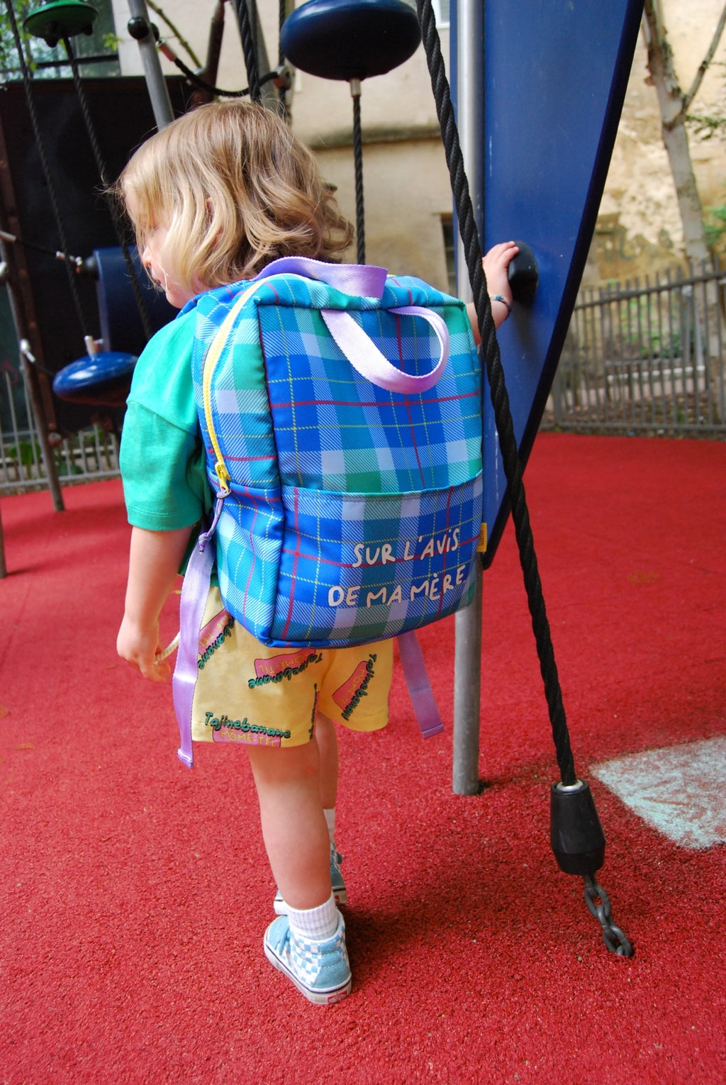 Kinderrucksack Blaukariert