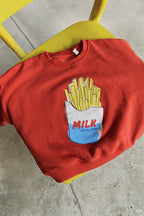 Kindersweatshirt Milk before Fries